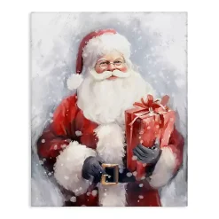 Christmas Art & Wall Decor>Kirklands Home Santa with Red Gift Canvas Art Print