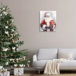 Christmas Art & Wall Decor>Kirklands Home Santa with Red Gift Canvas Art Print