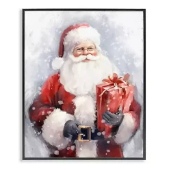 Christmas Art & Wall Decor>Kirklands Home Santa with Red Gift Framed Art Print