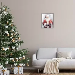 Christmas Art & Wall Decor>Kirklands Home Santa with Red Gift Framed Art Print