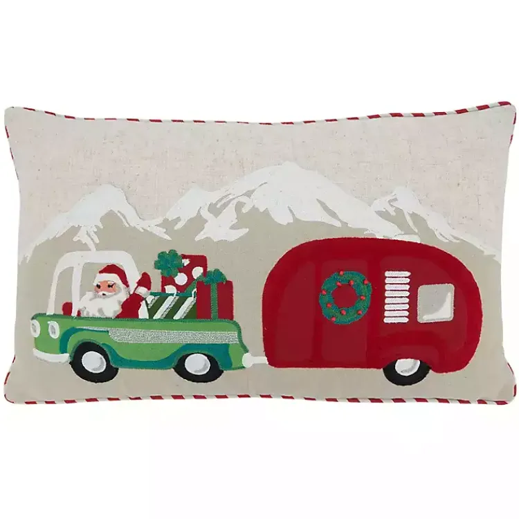 Christmas Pillows>Kirklands Home Santa with Truck and Trailer Pillow