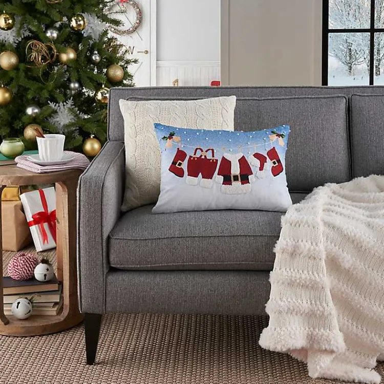 Christmas Pillows>Kirklands Home Santa's Clothesline Lumbar Pillow