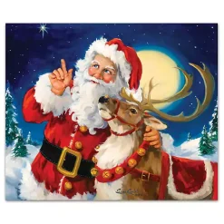 Christmas Art & Wall Decor>Kirklands Home Santa's Lead Reindeer Canvas Art Print