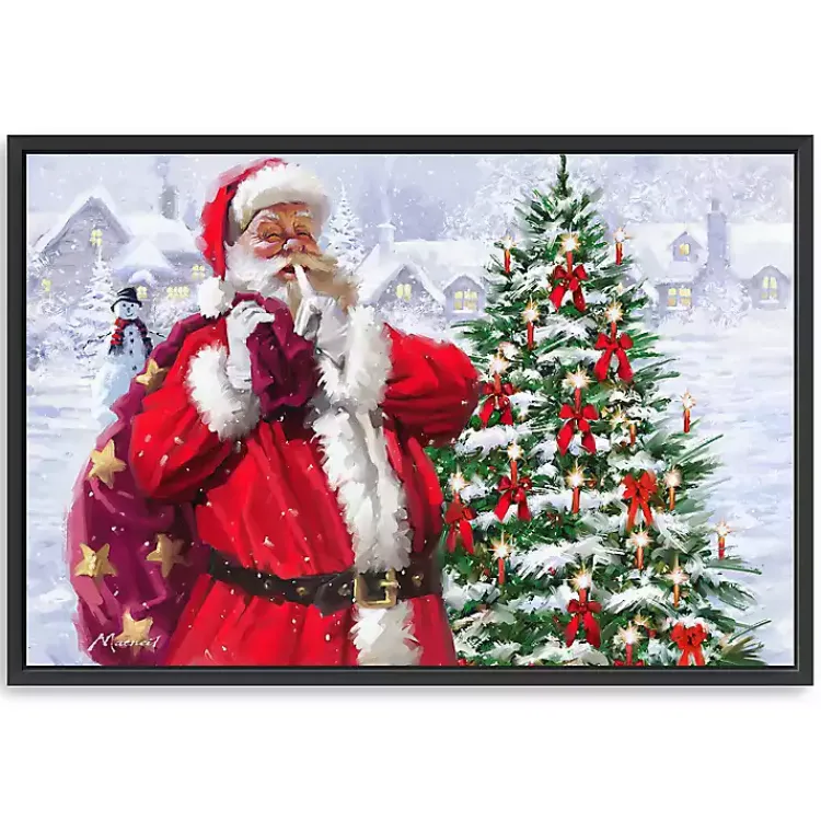 Christmas Art & Wall Decor>Kirklands Home Santa's Sack of Gifts Framed Canvas Art Print