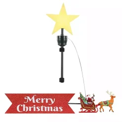 Christmas Tree Decorations>Kirklands Home Santa's Sleigh with Banner Animated Tree Topper Multi