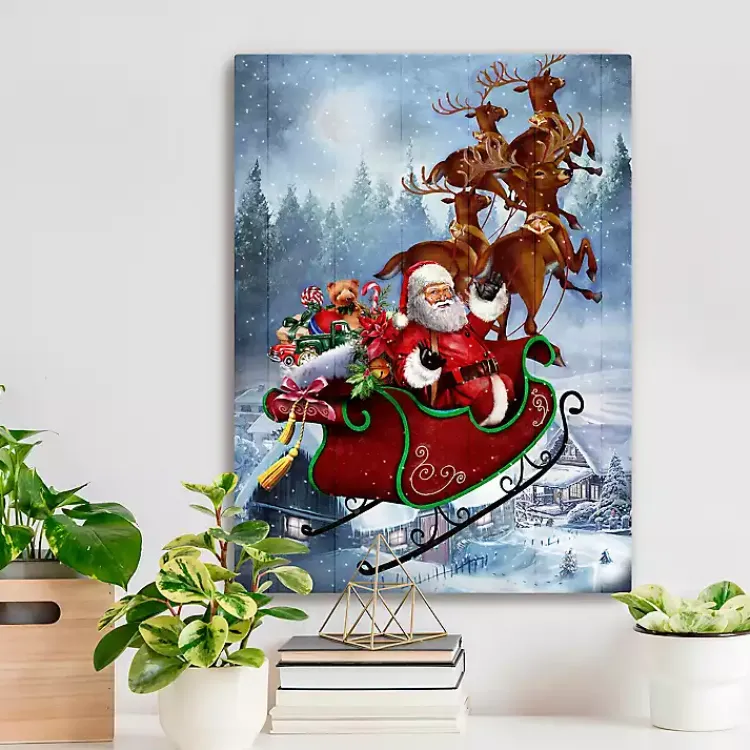 Christmas Art & Wall Decor>Kirklands Home Santa's Take Off Canvas Art Print
