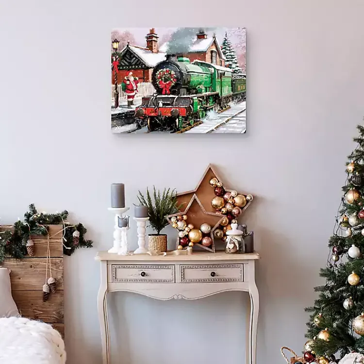 Christmas Art & Wall Decor>Kirklands Home Santa's Train Canvas Art Print