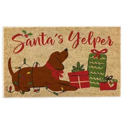 Outdoor Christmas Decorations>Kirklands Home Santa's Yelper Christmas Coir Doormat