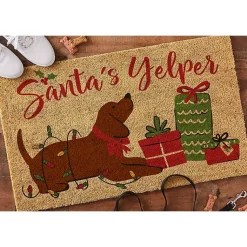 Outdoor Christmas Decorations>Kirklands Home Santa's Yelper Christmas Coir Doormat