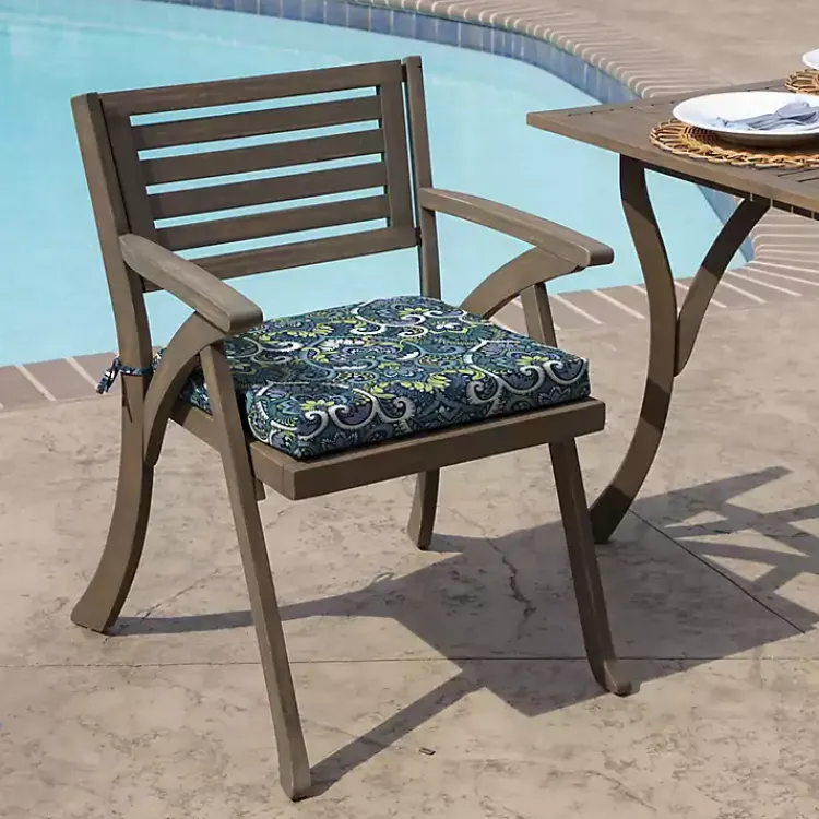 Kirklands Home Sapphire Aurora Damask Luxe Outdoor Seat Cushion Blue Sale
