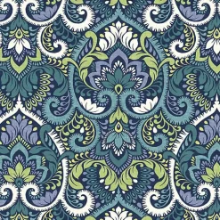 Kirklands Home Sapphire Aurora Damask Luxe Outdoor Seat Cushion Blue Sale
