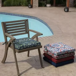Kirklands Home Sapphire Aurora Damask Luxe Outdoor Seat Cushion Blue Sale