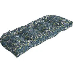 Kirklands Home Sapphire Aurora Damask Wicker Settee Cushion Blue Discount