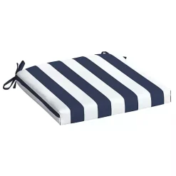 Kirklands Home Sapphire Cabana Stripe Outdoor Seat Cushion Blue