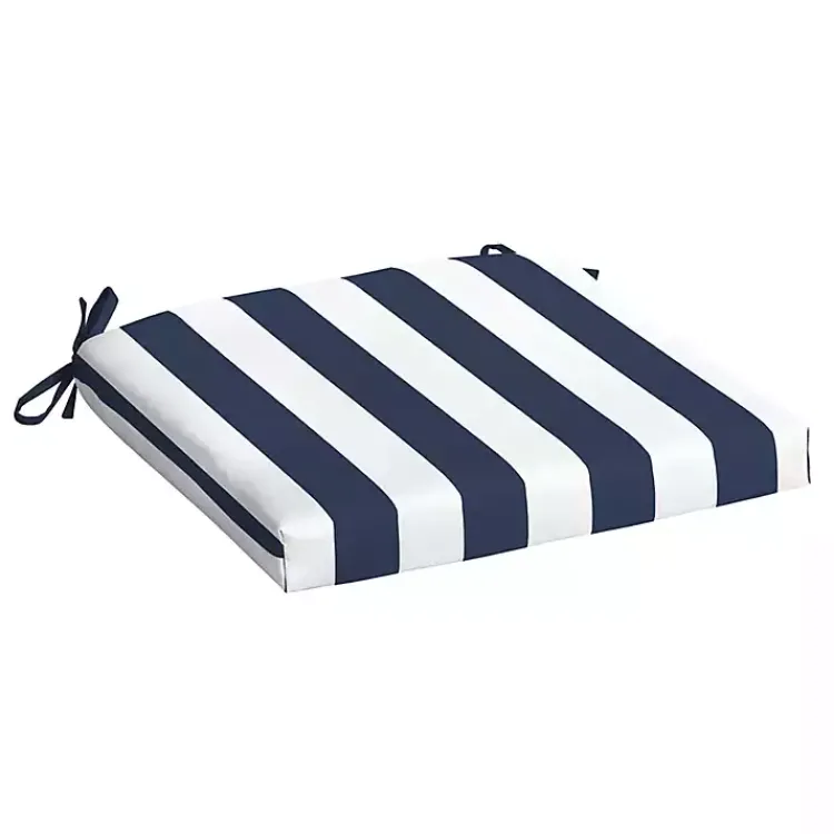 Kirklands Home Sapphire Cabana Stripe Outdoor Seat Cushion Blue