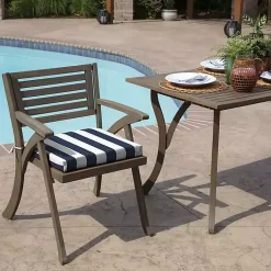 Kirklands Home Sapphire Cabana Stripe Outdoor Seat Cushion Blue