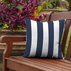 Kirklands Home Sapphire Cabana Stripe Outdoor Pillow Blue Clearance