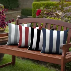 Kirklands Home Sapphire Cabana Stripe Outdoor Pillow Blue Clearance