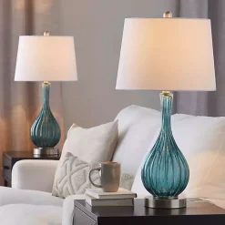 Kirklands Home Sapphire Crackle Glass Table Lamps, Set of 2 White Online