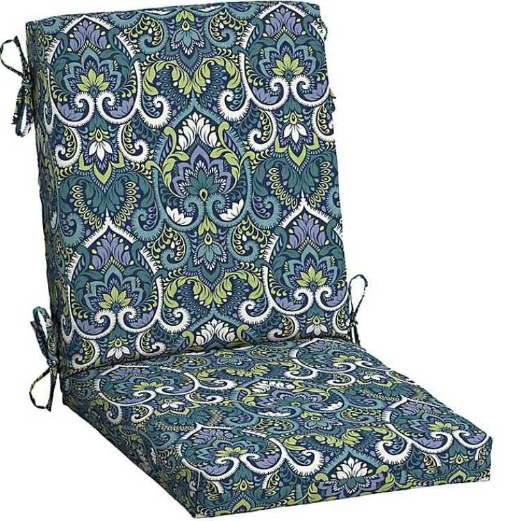 Kirklands Home Sapphire Damask Luxe Outdoor Dining Chair Cushion Blue Sale