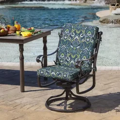 Kirklands Home Sapphire Damask Luxe Outdoor Dining Chair Cushion Blue Sale
