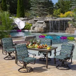 Kirklands Home Sapphire Damask Luxe Outdoor Dining Chair Cushion Blue Sale