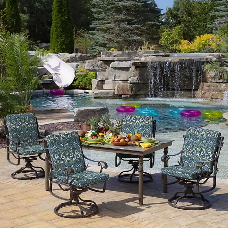 Kirklands Home Sapphire Damask Luxe Outdoor Dining Chair Cushion Blue Sale