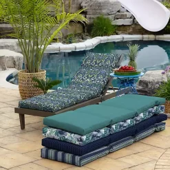 Kirklands Home Sapphire Damask Outdoor Chaise Cushion