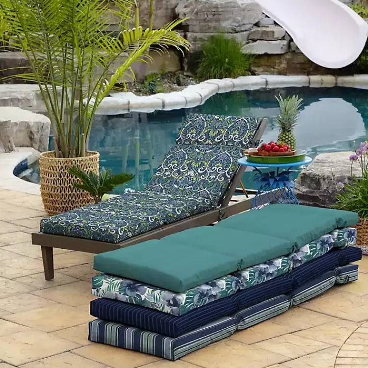 Kirklands Home Sapphire Damask Outdoor Chaise Cushion