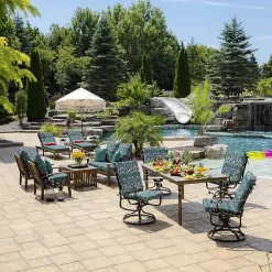 Kirklands Home Sapphire Damask Outdoor Chaise Cushion