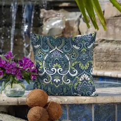 Kirklands Home Sapphire Damask Outdoor Pillows, Set of 2 Best