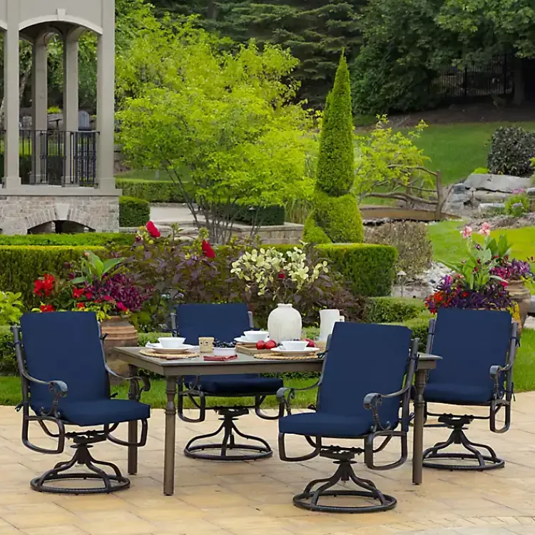 Kirklands Home Sapphire Leala Luxe Outdoor Dining Chair Cushion Blue Discount