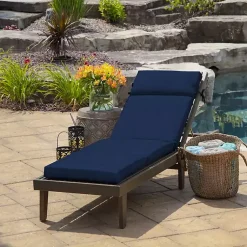 Kirklands Home Sapphire Leala Texture Outdoor Chaise Cushion Blue Discount