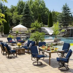 Kirklands Home Sapphire Leala Texture Outdoor Chaise Cushion Blue Discount