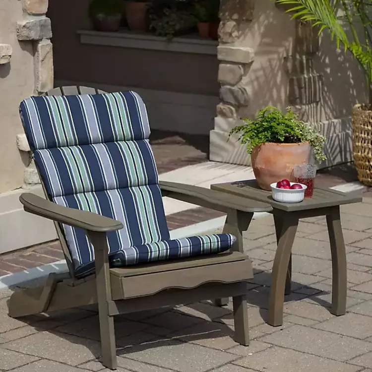 Kirklands Home Sapphire Stripe Outdoor Adirondack Cushion Blue New