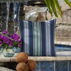 Kirklands Home Sapphire Stripe Outdoor Pillows, Set of 2 Outlet