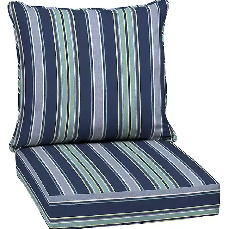 Kirklands Home Sapphire Stripe 2-pc. Outdoor Deep Seat Cushion Blue Clearance