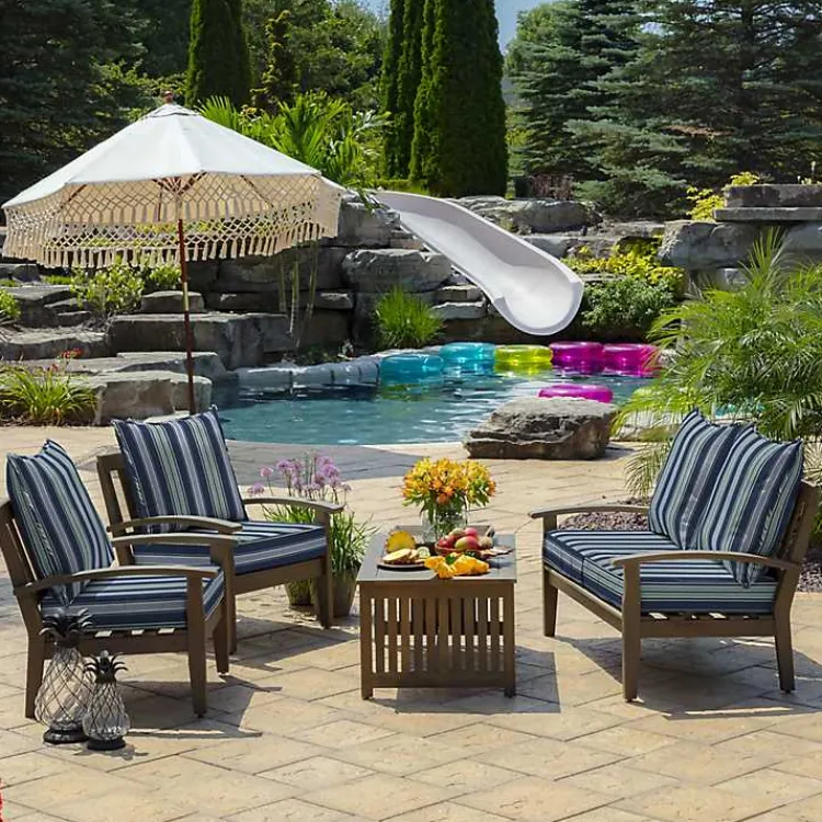 Kirklands Home Sapphire Stripe 2-pc. Outdoor Deep Seat Cushion Blue Clearance