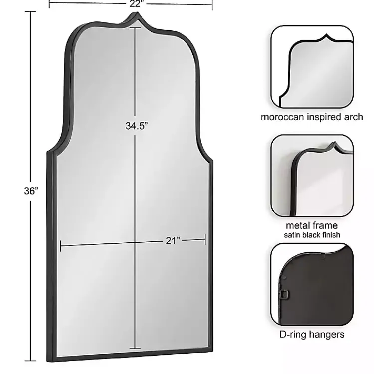 Kirklands Home Satin Arched Scallop Wall Mirror Black Outlet