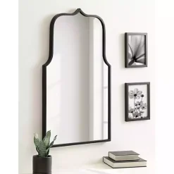 Kirklands Home Satin Arched Scallop Wall Mirror Black Outlet