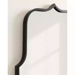 Kirklands Home Satin Arched Scallop Wall Mirror Black Outlet