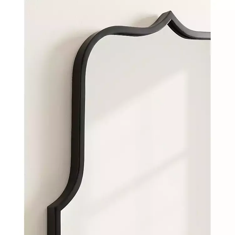 Kirklands Home Satin Arched Scallop Wall Mirror Black Outlet