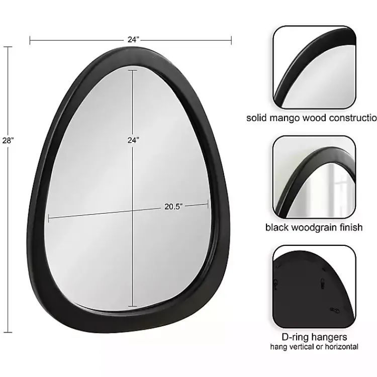 Kirklands Home Satin Black Asymmetrical Wall Mirror Discount