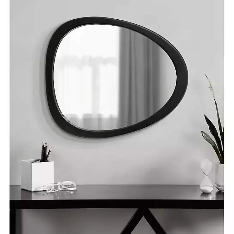 Kirklands Home Satin Black Asymmetrical Wall Mirror Discount
