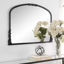 Kirklands Home Satin Baroque Arched Wall Mirror Black Outlet