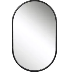 Kirklands Home Satin Iron Oval Framed Wall Mirror Black Best