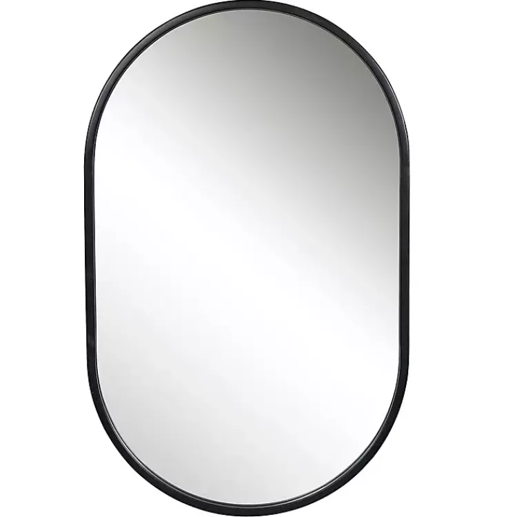 Kirklands Home Satin Iron Oval Framed Wall Mirror Black Best