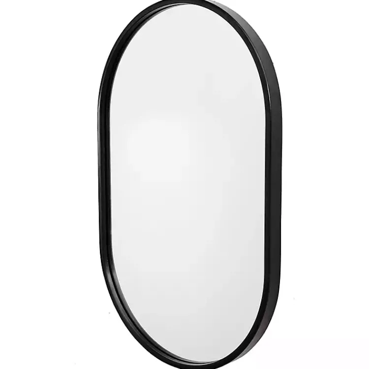 Kirklands Home Satin Iron Oval Framed Wall Mirror Black Best