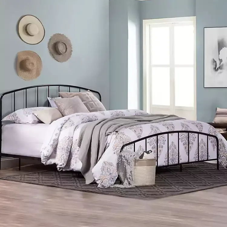 Kirklands Home Satin Metal Spindle King Headboard Set Black Outlet