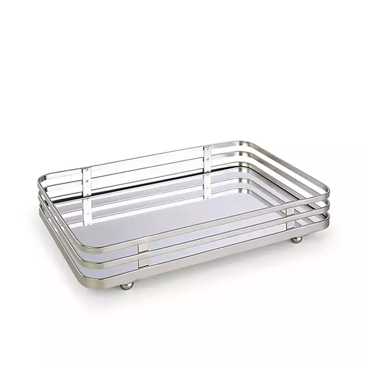 Kirklands Home Satin Nickel Mirrored Vanity Tray Silver Discount